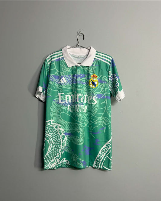 Real Madrid Green Dragon Jersey With Shorts