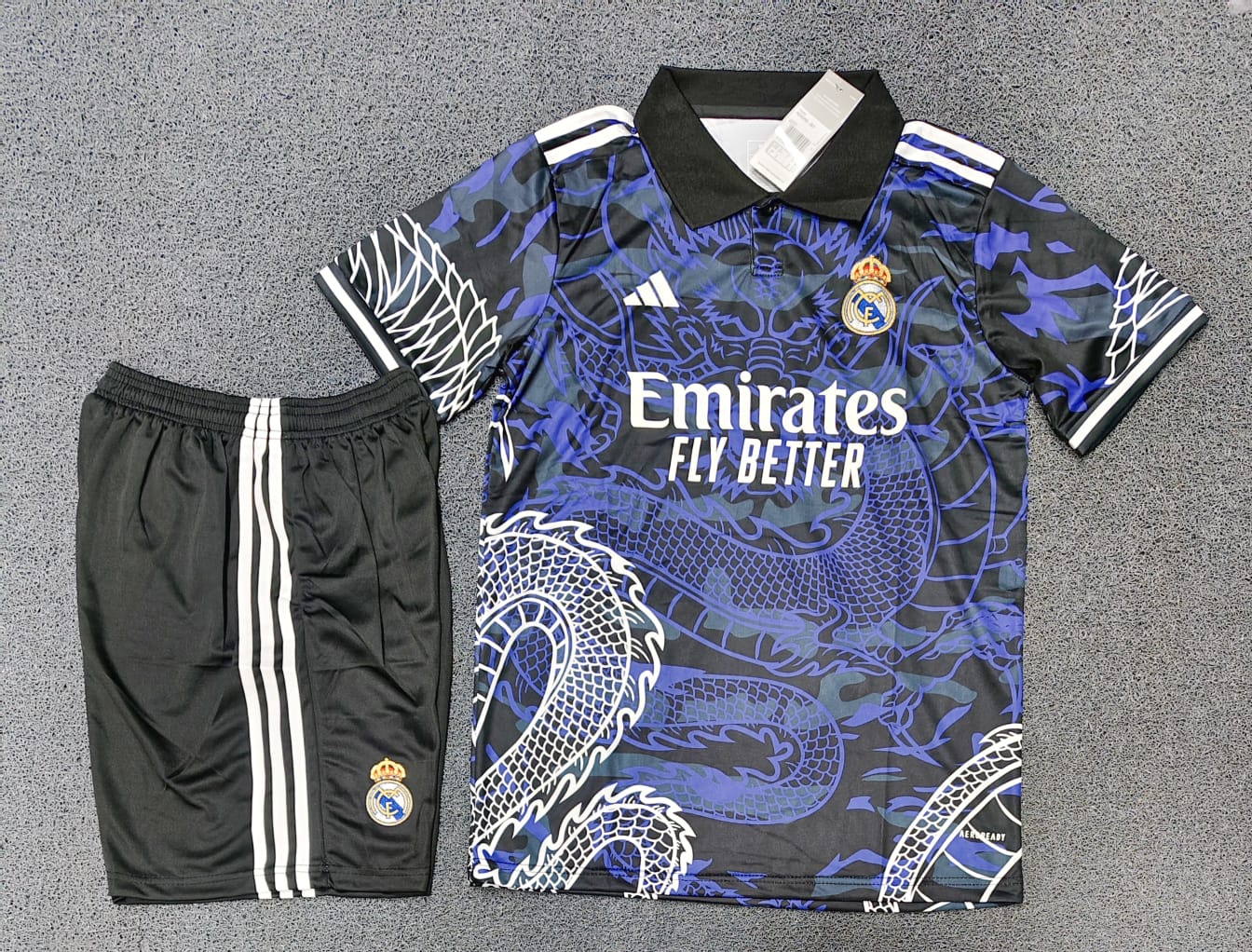 Real Madrid Navy Dragon Jersey With Shorts