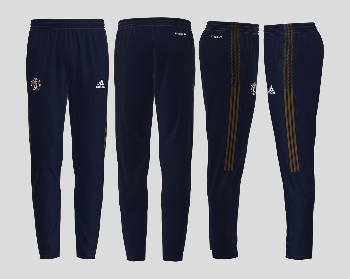 Manchester United Blue Trackpant With Gold Stripes