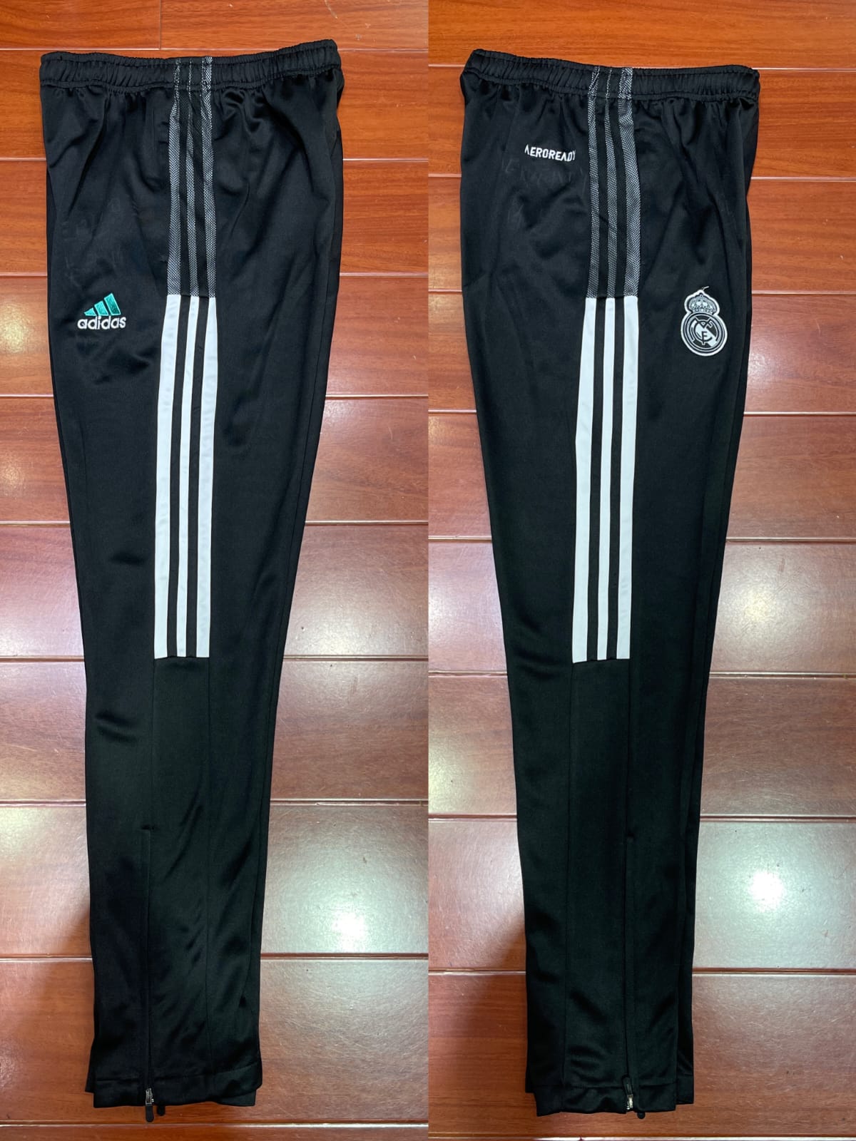 Real Madrid Black Trackpant With White Stripes