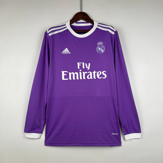 Retro Long Sleeve Real Madrid 16/17 Away Kit [Player Version]